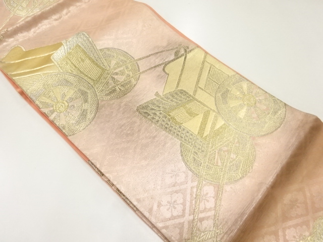 アンティーク　御所車模様織出し袋帯（材料）